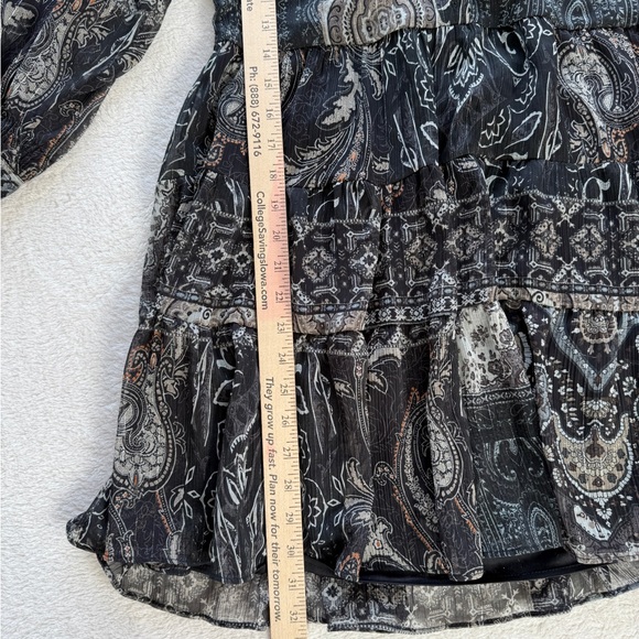 ZARA Boho Paisley Tiered Mini Dress Size M Sheer Long Sleeve Babydoll Tunic - Picture 15 of 16